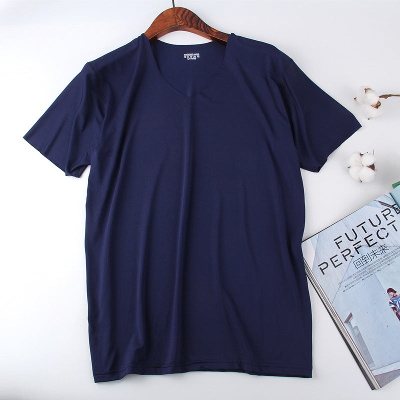 XD462 Navy blue ice silk short sleeves